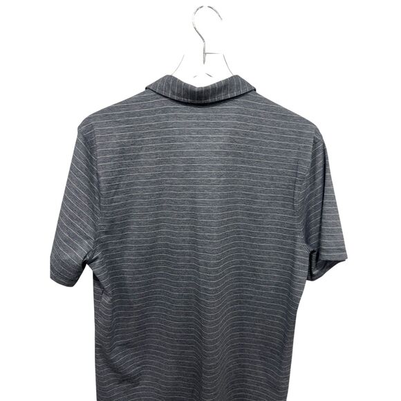 Lululemon Polo Shirt Men's Size L Evolution Short Sleeve Gray Striped - Picture 7 of 7